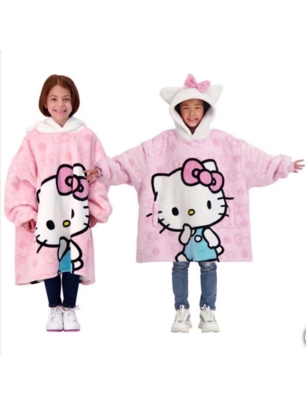 NWT Character Kids' Girls Wayy Big Hoodie PINK WHITE fleece cozy comfy winter